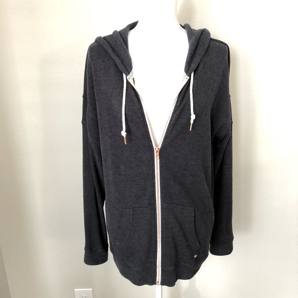 Volcom Gray Hoodie Sweater Rose Gold Zip